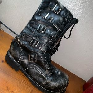 Distressed combat boots
